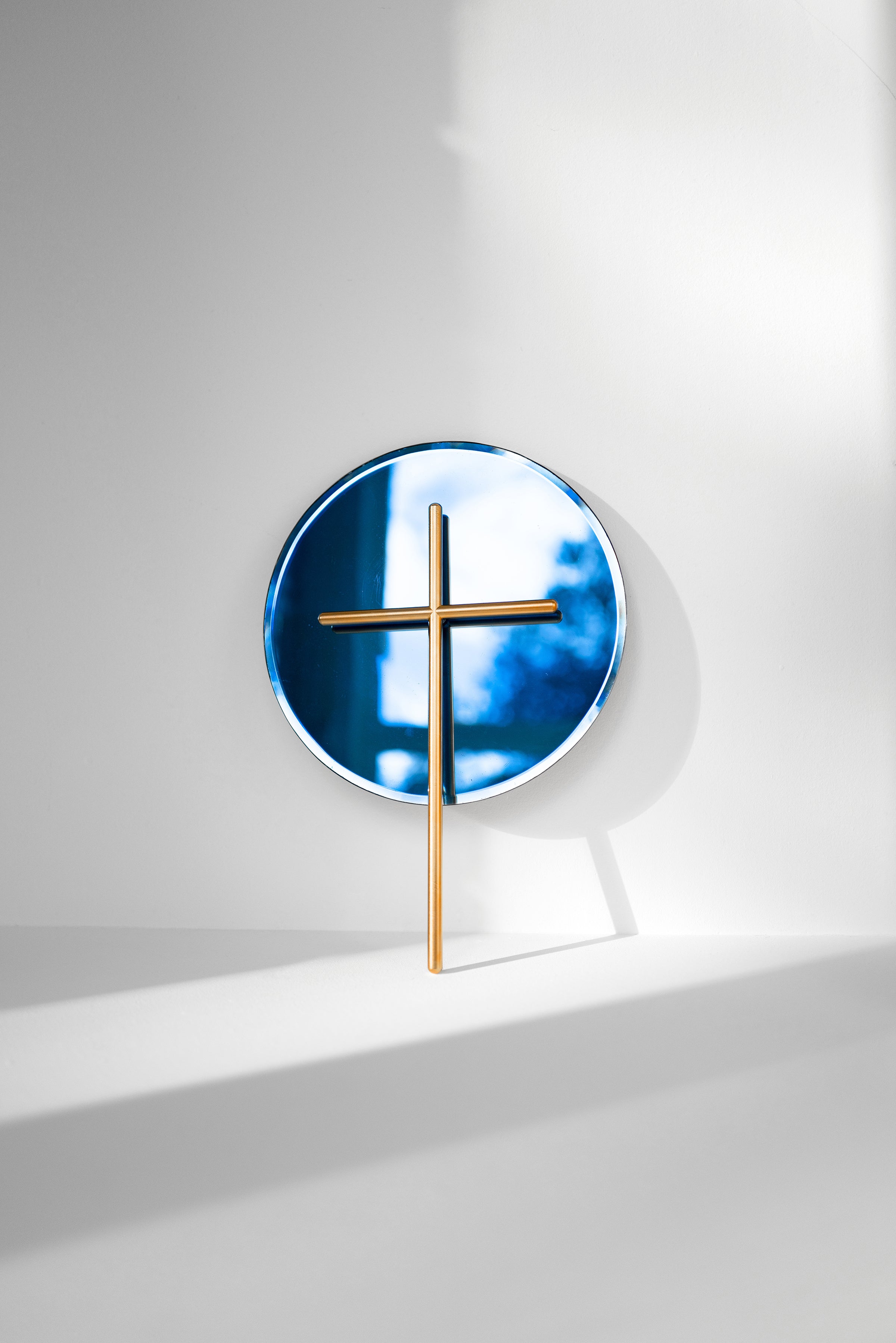 24k Gold Cross with Cobalt Blue Mirror
