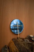 24k Gold Cross with Cobalt Blue Mirror